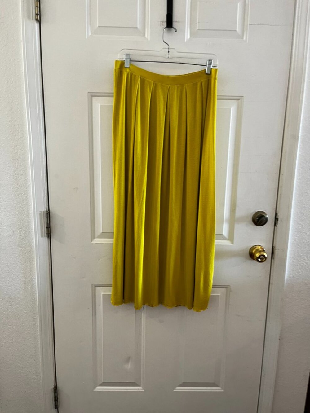 Gudrun Sjoden Woman's Yellow Ribbed Stretch Minimalist Maxi Skirt sz Lr - Picture 8 of 8